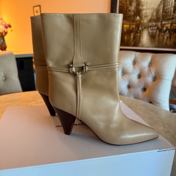 Isabel Marant Beige Lilet Leather Heeled Boots - Picture 1 of 3